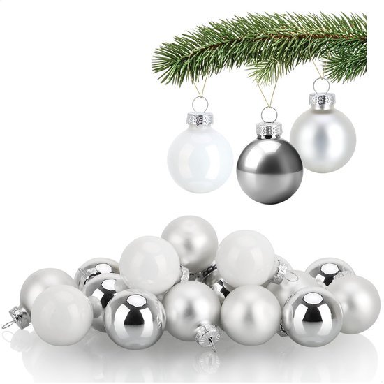Unyqoos® Set van 20 elegante glazen mini-kerstballen voor sfeervolle boomdecoratie