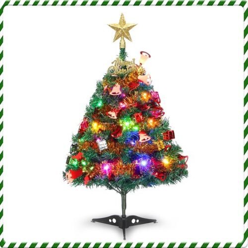 Unyqoos® Kunstkerstboom van 60 cm met LED-verlichting en decoraties voor tafel