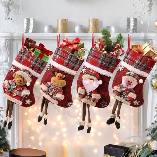 550x550-31528.jpg Unyqoos® Set van 4 decoratieve kerstkousen voor feestelijke versiering en geschenken