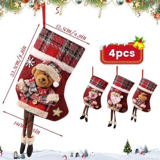 550x550-31530.jpg Unyqoos® Set van 4 decoratieve kerstkousen voor feestelijke versiering en geschenken