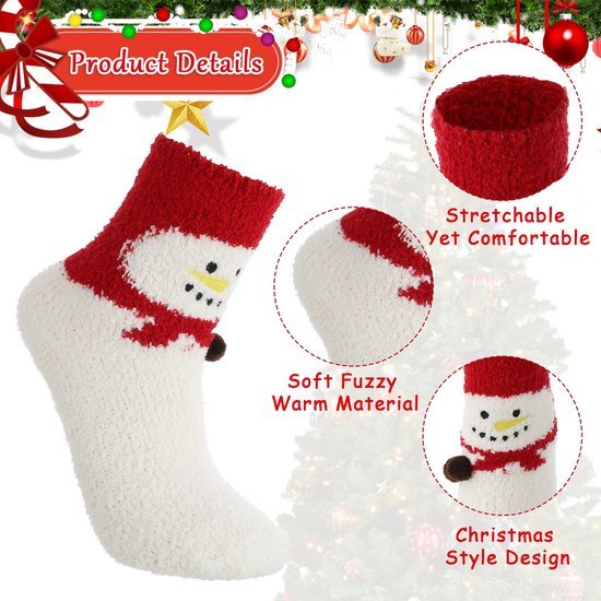 Unyqoos® Warme en Zachte Kerstsokken voor Dames met Vrolijke Designs, 2 Paar