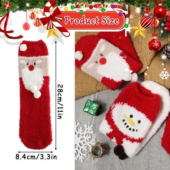 Unyqoos® Warme en Zachte Kerstsokken voor Dames met Vrolijke Designs, 2 Paar