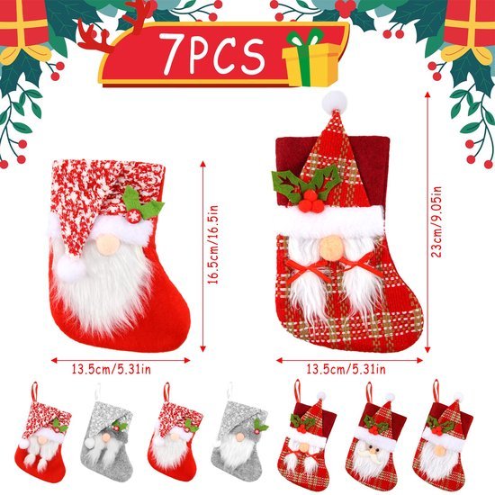 550x550-31569.jpg Unyqoos® Set van 7 kleine kerstkousen voor decoratie en cadeauverpakking