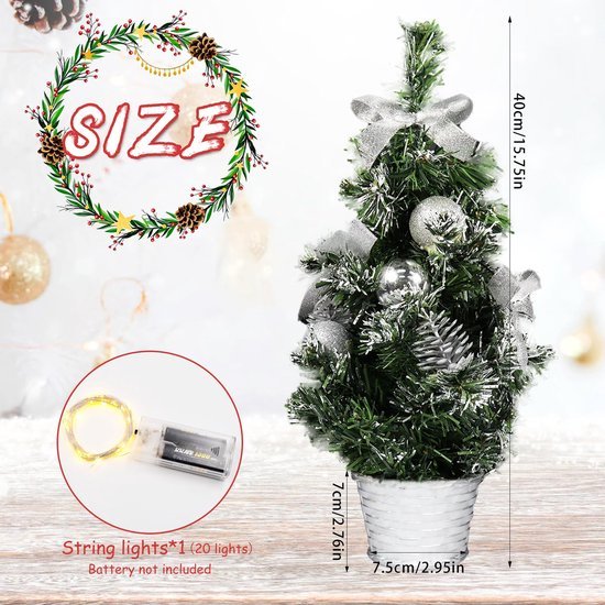 Unyqoos® Compacte kunstkerstboom met verlichting en decoraties voor sfeervol interieur
