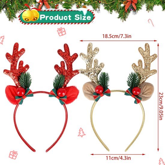 550x550-31620.jpg Unyqoos® Set van twee feestelijke rendiergewei haarbanden met glitter en rode ballen