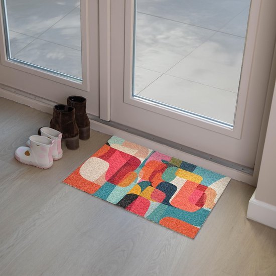 Unyqoos® Kleurrijke en deurmat voor binnen met antislip en vuilabsorptie