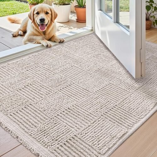 Unyqoos® Wasbare en ultradunne deurmat voor binnen en buiten met antislip achterkant 50 x 80 cm