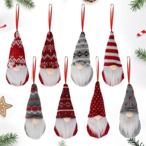 Unyqoos® 8-delige set handgemaakte kerstkabouters voor sfeervolle kerstdecoratie