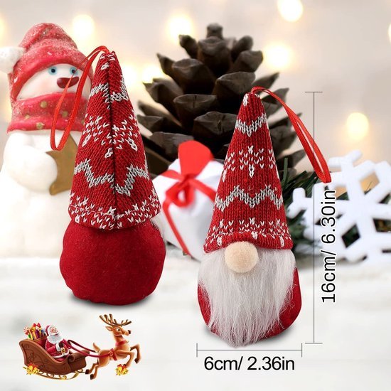 Unyqoos® 8-delige set handgemaakte kerstkabouters voor sfeervolle kerstdecoratie