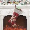 Unyqoos® Set van vier decoratieve kerstkousen met sneeuwvlokken en plaid patroon