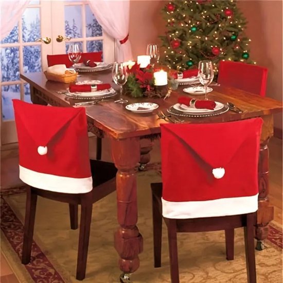 550x550-31742.jpg Unyqoos® Set van 6 Rode Stoelhoezen in Kerstmanmuts Stijl voor Feestelijke Decoratie
