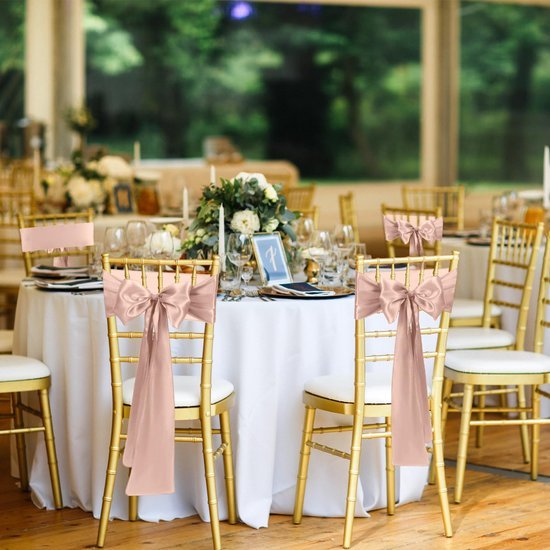 Unyqoos® Elegante satijnen stoelsjerpen voor evenementen en bruiloften, 50 stuks