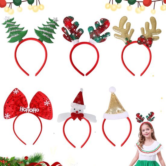 550x550-31755.jpg Unyqoos® Set van zes kleurrijke kersthaarbanden met diverse feestelijke ontwerpen