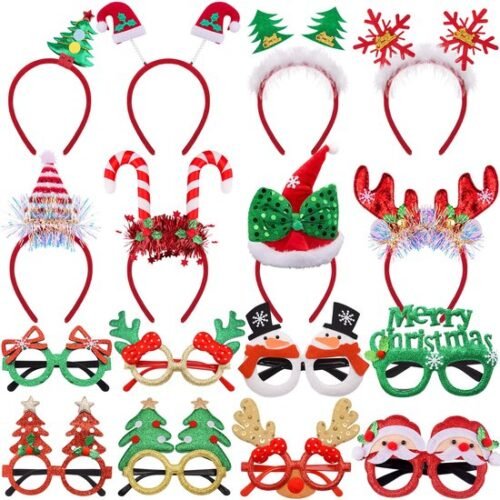 Unyqoos® Feestelijke Kerstaccessoires Set met Hoofdbanden en Brilmonturen