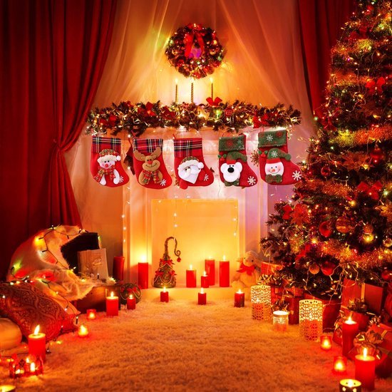 550x550-31788.jpg Unyqoos® Set van 8 decoratieve mini-kerstkousen met 3D figuren voor feestelijke versiering