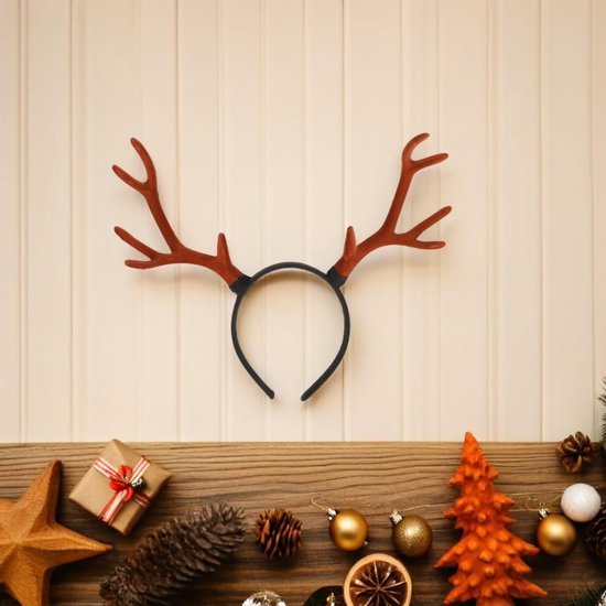Unyqoos® Feestelijke rendiergewei-hoofdband voor volwassenen en kinderen, kerstaccessoire
