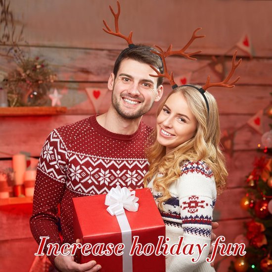 Unyqoos® Feestelijke rendiergewei-hoofdband voor volwassenen en kinderen, kerstaccessoire