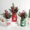 Unyqoos® Set van drie kleurrijke glazen vazen voor sfeervolle kerstdecoratie thuis