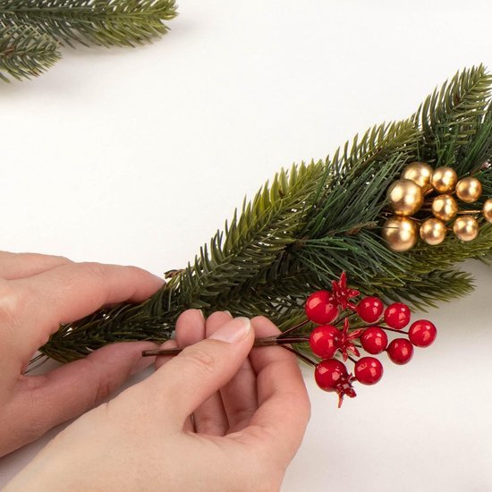 Unyqoos® Set van 20 kleurrijke decoratieve takken met bessen voor creatieve projecten