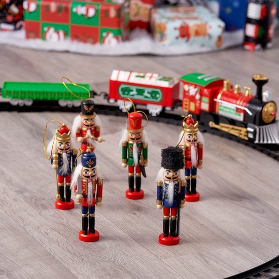Unyqoos® Set van 6 Houten Notenkraker Soldaat Ornamenten voor Kerstboomdecoratie