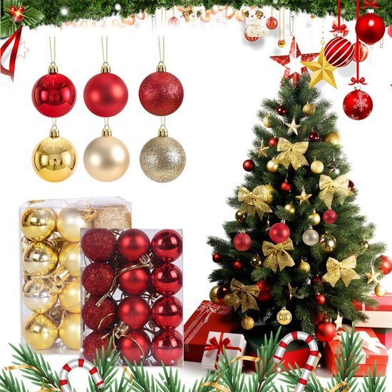 550x550-31872.jpg Unyqoos® Set van 48 decoratieve kerstballen in rood en goud voor binnen en buiten