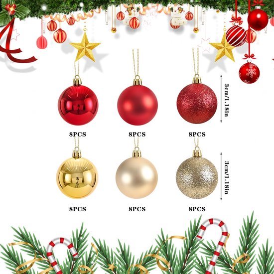 550x550-31877.jpg Unyqoos® Set van 48 decoratieve kerstballen in rood en goud voor binnen en buiten