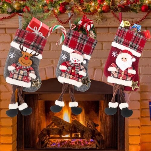 Unyqoos® Feestelijke Kerstsokken Set met Sneeuwman en Rendier Motieven voor Decoratie