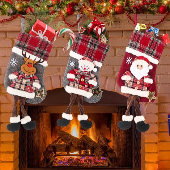 Unyqoos® Feestelijke Kerstsokken Set met Sneeuwman en Rendier Motieven voor Decoratie