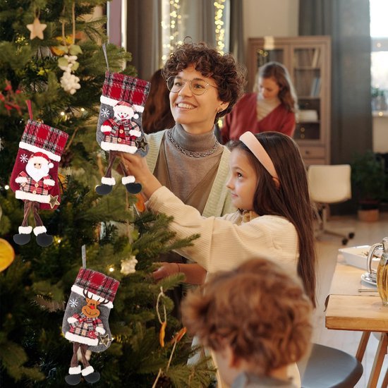 Unyqoos® Feestelijke Kerstsokken Set met Sneeuwman en Rendier Motieven voor Decoratie