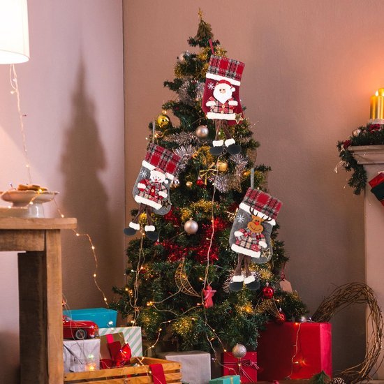 Unyqoos® Feestelijke Kerstsokken Set met Sneeuwman en Rendier Motieven voor Decoratie