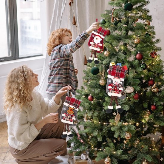 Unyqoos® Feestelijke Kerstsokken Set met Sneeuwman en Rendier Motieven voor Decoratie