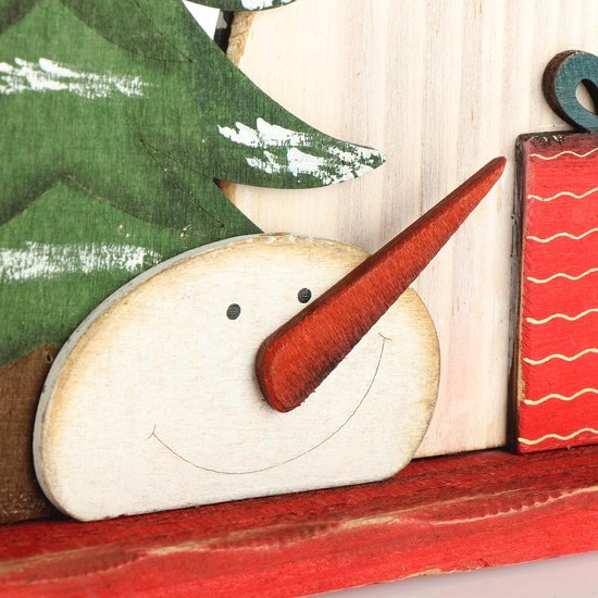 Unyqoos® Houten Sneeuwpop Decoratie met Vogel voor Kerstmis als Cadeau en Sfeermaker