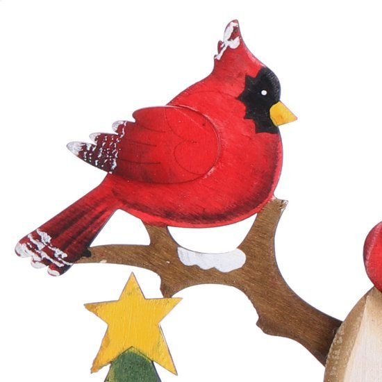 Unyqoos® Houten Sneeuwpop Decoratie met Vogel voor Kerstmis als Cadeau en Sfeermaker
