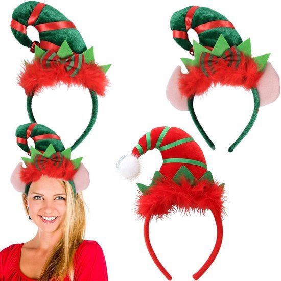 Unyqoos® Feestelijke kersthoofdbanden set met elfen- en kerstmanontwerpen voor elke gelegenheid