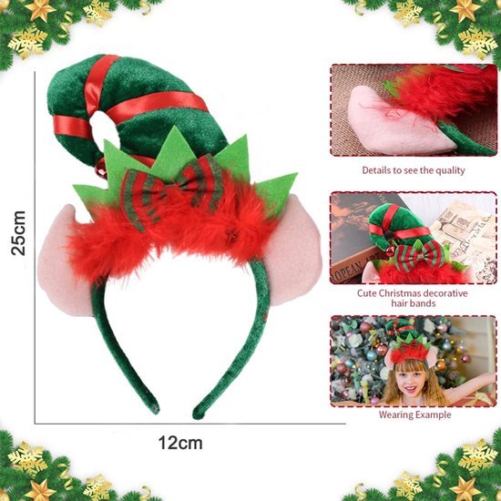 Unyqoos® Feestelijke kersthoofdbanden set met elfen- en kerstmanontwerpen voor elke gelegenheid