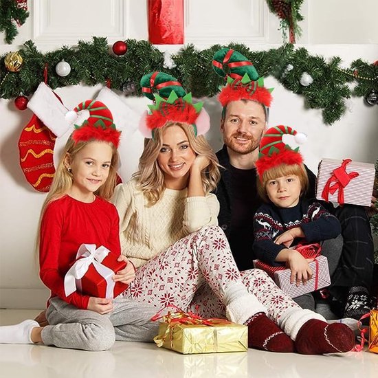 Unyqoos® Feestelijke kersthoofdbanden set met elfen- en kerstmanontwerpen voor elke gelegenheid