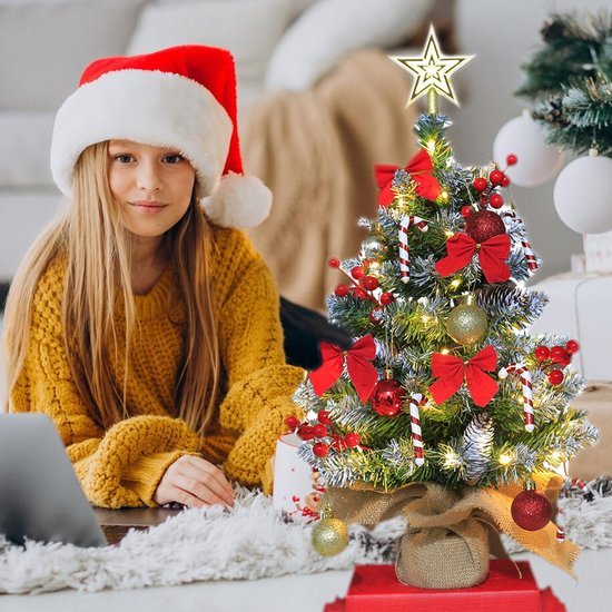 Unyqoos® Compacte kunstkerstboom met verlichting en decoraties voor sfeervolle kerst