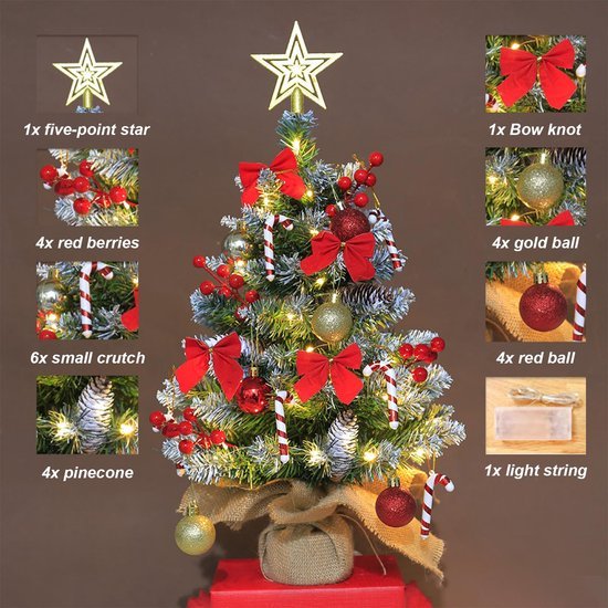 Unyqoos® Compacte kunstkerstboom met verlichting en decoraties voor sfeervolle kerst