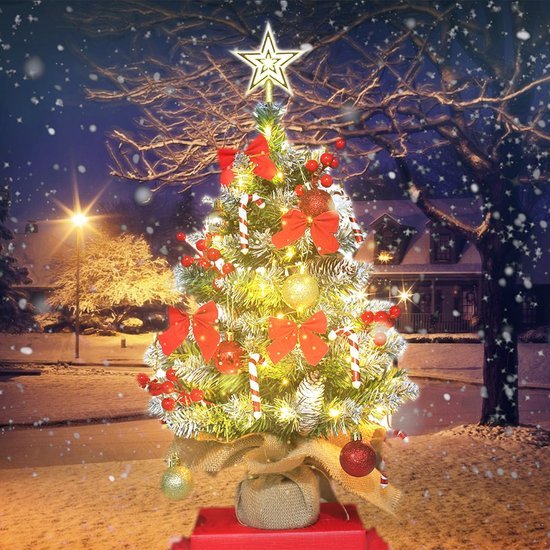 Unyqoos® Compacte kunstkerstboom met verlichting en decoraties voor sfeervolle kerst