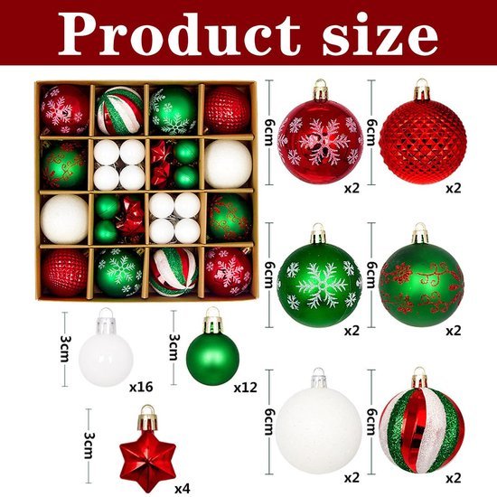 550x550-31952.jpg Unyqoos® Set van 44 weerbestendige onbreekbare kerstballen voor binnen en buiten