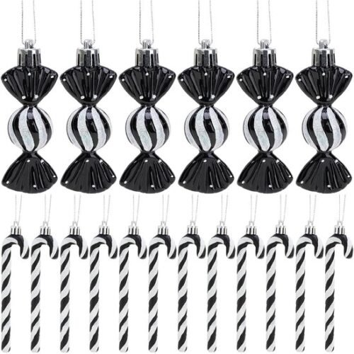 550x550-31954.jpg Unyqoos® Set van 18 Zwart-Witte Suikerstokken en Kerstballen voor Unieke Kerstdecoratie