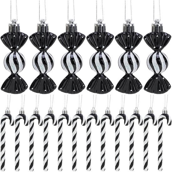 550x550-31954.jpg Unyqoos® Set van 18 Zwart-Witte Suikerstokken en Kerstballen voor Unieke Kerstdecoratie