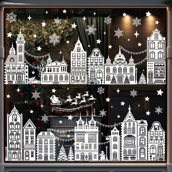 550x550-31992.jpg Unyqoos® Zelfklevende kerst raamstickers met sneeuwvlokken en rendieren motief