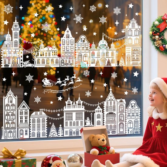 550x550-31993.jpg Unyqoos® Zelfklevende kerst raamstickers met sneeuwvlokken en rendieren motief