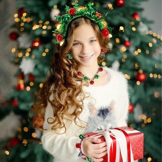 Unyqoos® Feestelijke kerstaccessoireset voor dames met haarband en sieraden