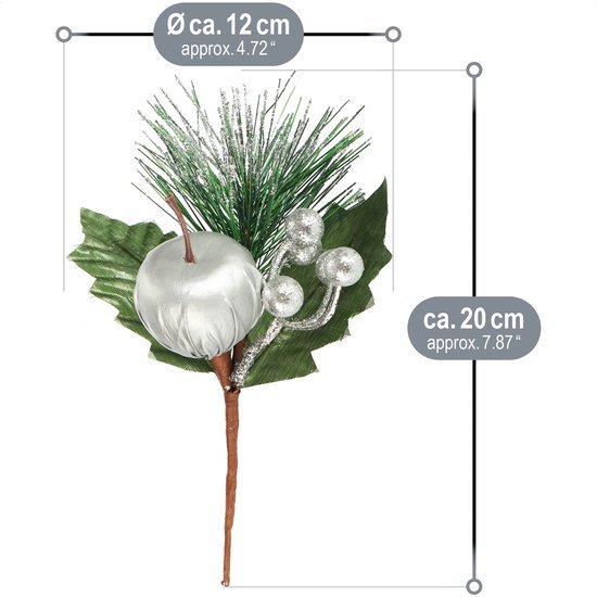 Unyqoos® Set van vier decoratieve takken met appels voor feestelijke kerstversiering