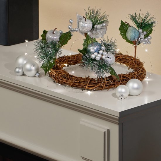 Unyqoos® Set van vier decoratieve takken met appels voor feestelijke kerstversiering
