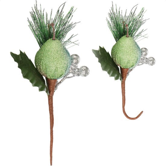 Unyqoos® Set van vier decoratieve takken met appels voor feestelijke kerstversiering