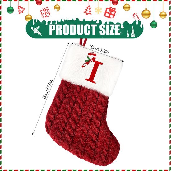 Unyqoos® Gepersonaliseerde kerstsok met alfabet letters voor unieke kerstdecoratie