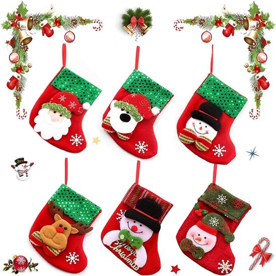 550x550-32031.jpg Unyqoos® Set van 6 feestelijke kerstsokken voor decoratie en cadeauverpakking